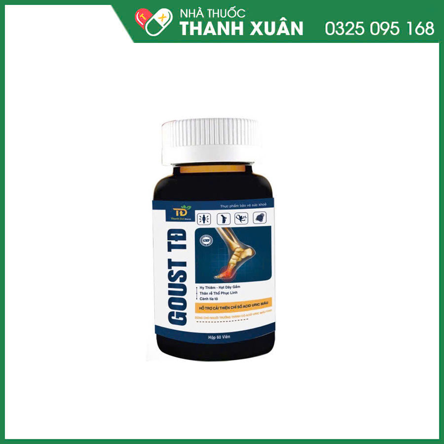 Goust TĐ viên uống giúp hỗ trợ cải thiện chỉ số acid uric máu trong trường hợp Gout